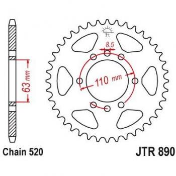 JT SPROCKETS Couronne Acier Standard 890 520