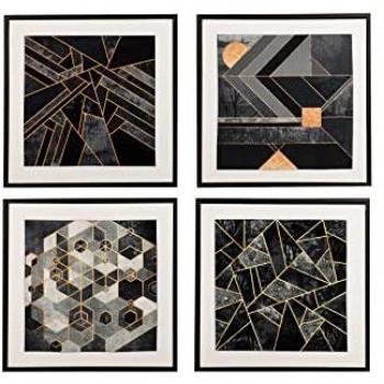 Set de 4 Cuadros Abstractos con Marco 40x2,8x40 cm
