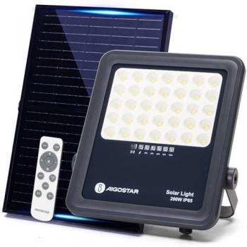 Foco LED Solar 50W con Control Remoto, 500LM, Luz Fría 6500K, IP65 para Jardín y Caminos