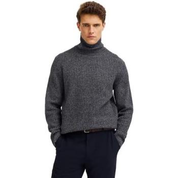 Langarm‑Rippbündchen‑Pullover aus Wollmix – Grau – BUGATTI Regular Fit