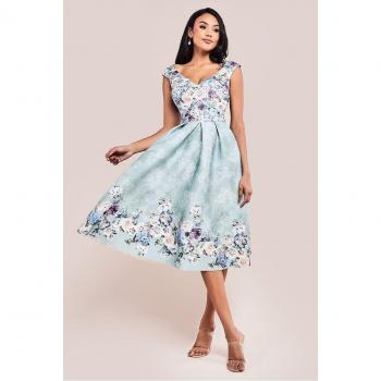 Floral Mid-Cut Goddess Dress – Sage Edition