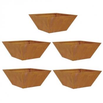Ensemble de pot de jardin bol en métal rouillé – 5 pièces – 35×35×15 cm