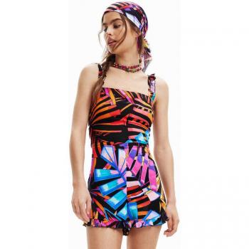 Desigual Short Dress Balze Viscosa Nero M