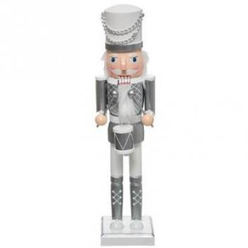 Casse Noisette Décorative Blanc et Argent 38 cm