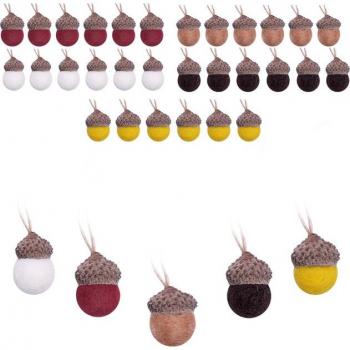 30Pcs Felt Acorn Decorations with Rope for Xmas Tree and Wall