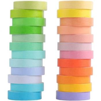 Étiquettes adhésives décoratives Washi 24 couleurs