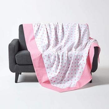 Cotton Pink Heart Sofa Blanket