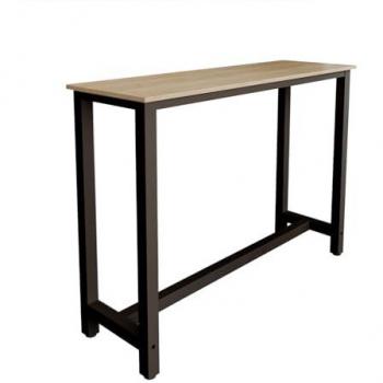 Mesa alta de comedor con patas de metal 140x100x40cm Ani negro y sonoma