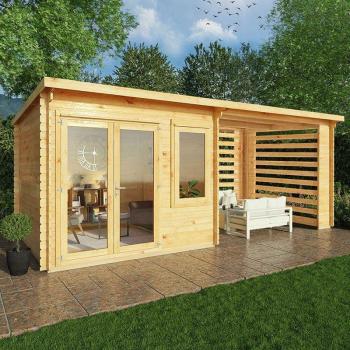 Mercia 6x3 Pent Log Cabin – Elite Series, 28 mm Logs with Slatted Roof