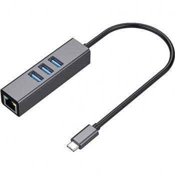 Connexion 4‑en‑1 USB‑C vers Ethernet et 3 USB