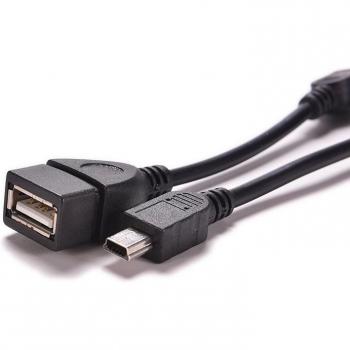 Cable adaptador OTG 5 pines Mini USB a USB hembra 10 cm