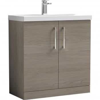 Nuie Arno 2 Door Vanity Unit with 40mm Profile Basin in Solace Oak finish