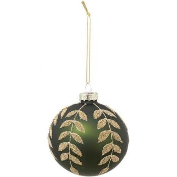 Décoration de Noël Verre Vert à Feuilles Dorées – Feeric Christmas
