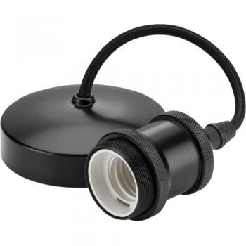 6 E27 Vintage Pendant Set Matt Black 230V IP20 80W