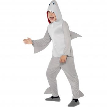 Haifischkostüm von Smiffys – Grauer All-in-One Jumpsuit für 4-6-Jährige