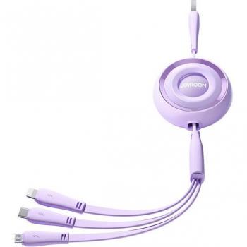 Câble 3-en-1 Joyroom Coloré Rétractable 1m Violet