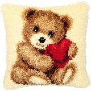 Latch‑Hook Comfort Bear 43×43cm Cushion Cover Pack