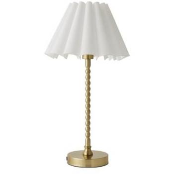 Maeve Brushed Gold Table Lamp with Scallop Pleat and LED Bulb