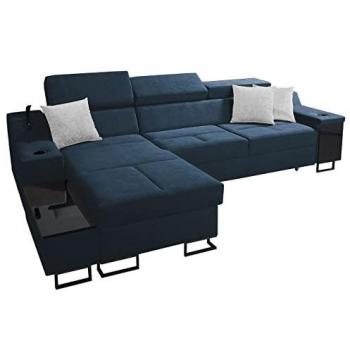 Sofá rinconero Sarasota 159, con descanso y almacenamiento, medidas 293x185x100cm, tapizado en Uttario Velvet