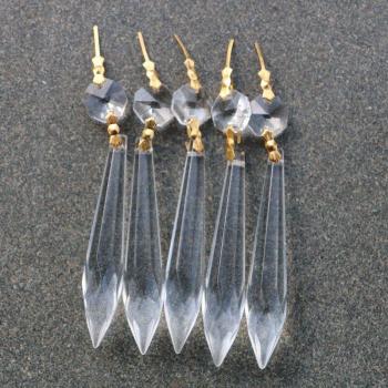 Lámpara Colgante de Cristal con 10 Prismas Dorados (76mm) – Set Completo