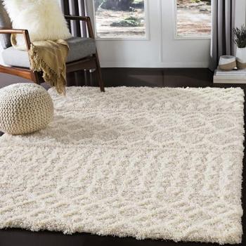 Tapis Shaggy Bohème DUBAI 160x220 cm Ivoire/Beige