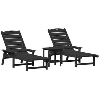 Table d’appoint Adirondack Vidaxl Noir – 38x38x45 cm (avec chaise longue 53x162x98,5 cm)