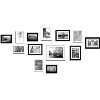 Lillyvale Large Multi Picture Photo Frame Set 13 Pieces (Black/White/Black And White)