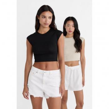 Dual Black Fit‑Crop T-Shirts, XL – Stradivarius Edition