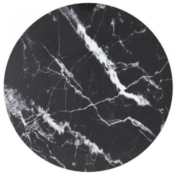 Round Marble Design Glass Table Top (Black, Ø30x0.8 cm) [Vidaxl]