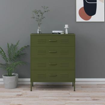 Commode en Acier Vert Olive 80x35x101,5 cm
