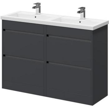 Wholesale Domestic 4 Drawer Gloss Grey Vanity with Twin Basin