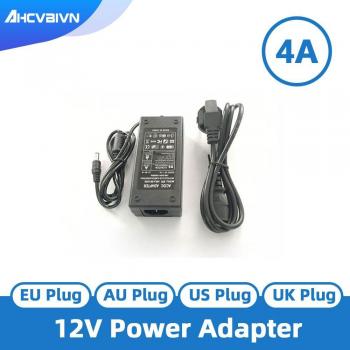 Conversor de voltaje para tiras LED, fuente de alimentación de 12V y 4A, enchufes EU/US/UK/AU, entrada AC 110-220V a salida DC12V