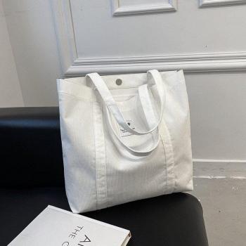 Simple Solid Corduroy Handbag