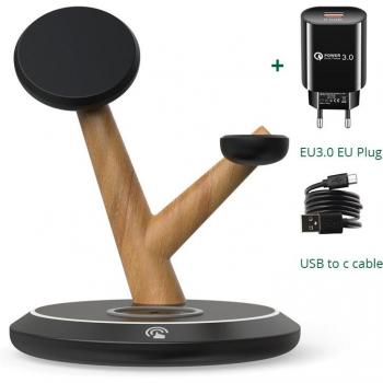 Cargador Magnético Inalámbrico 3 en 1 para Apple Watch, iPhone 13 Pro Max y AirPods 3