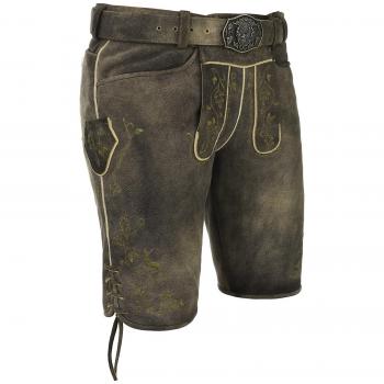 Adonis 45‑cm Lederhose mit Latz und Geweihgürtel