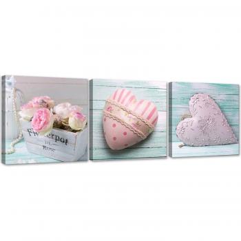 Dreier-Leinwandpaket: Herz der Liebe, Rosa