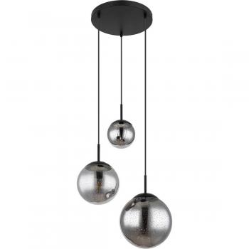 Globo 3-Bulb Pendant Light, Samos, Ø 46.5 cm, Smoke Grey, Glass