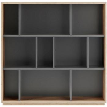 Bibliothèque 3 étages NACK 546 – Mélamine finition chêne clair graphite