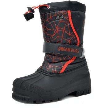 DREAM PAIRS Bottes de Neige Enfant Kamick Noir Rouge Taille 3 US / 34 EU