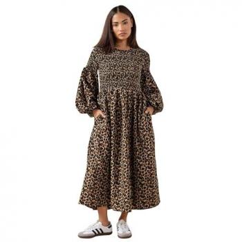 Animal Print Mini Maxi Dress in Brown – 10