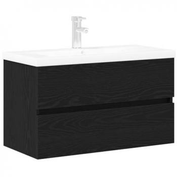 Cabinet de Lavabo Design Chêne Noir 80x39x62 cm