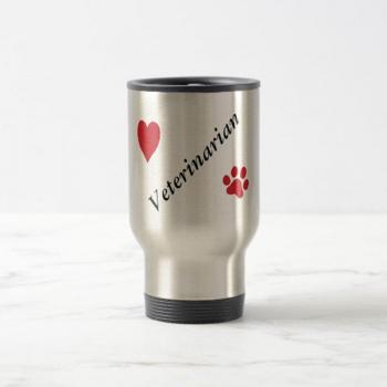 14oz Red Paw Print Stainless Steel Mug