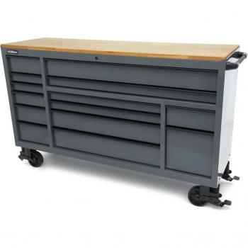 Chariot à outils professionnel HBM, 14 tiroirs, 182 cm, gris
