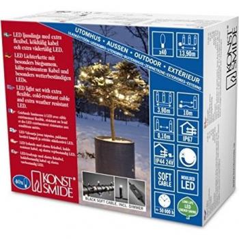 Konstsmide 6620-117 Außen LED-Mikro-Lichterkette 40 Stück – Warmweiß – Netzbetrieb