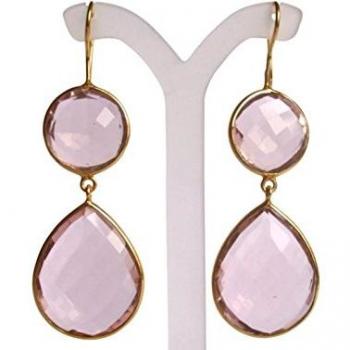 Gemshine Damen‑Ohrringe „CANDY Rose“ – 925 Silber, Rosenquarz Tropfen