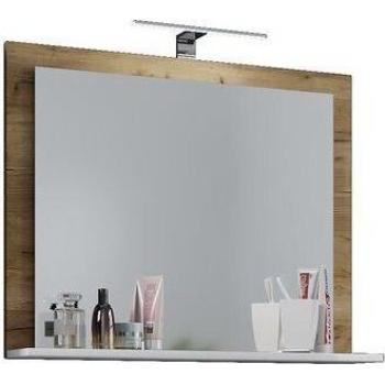 VCM my bath Wandspiegel Lendas 60x55 cm in Honig-Eiche/Weiß mit Ablage