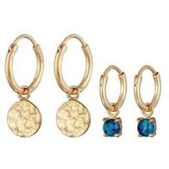 Elli Damen Creolen Ohrringe mit blauem Opal 925 Silber