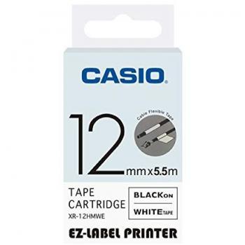 Inkadoo Etikettenband Casio XR-12HMWE 12 mm schwarz auf weiß 8 m