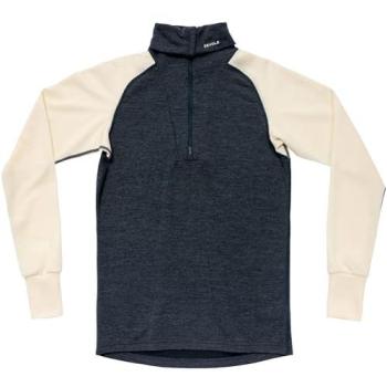 T‑shirt manches longues DEVOLD MERINO SILK ZIP – Homme XL, couleur Ink/Offwhite