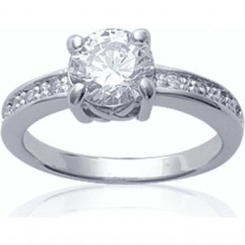 Bague Angeline argenté rhodié, 7 mm, color blanco